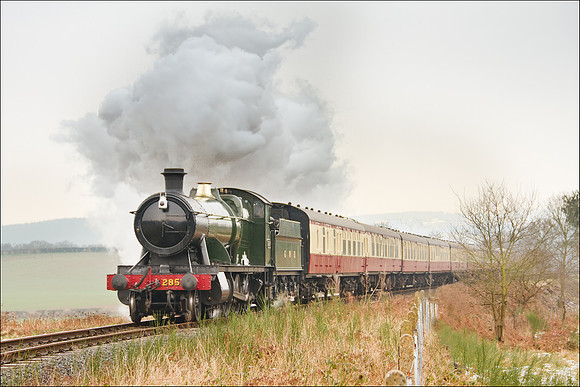 GWR 2-80 2857 approaches Bewdley tunne on the Severn Valley Railway